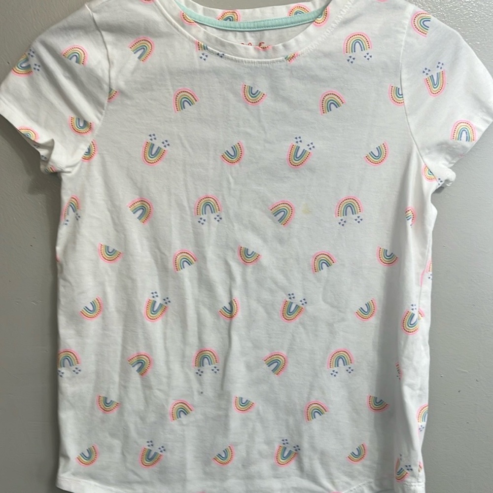 NWOT white t shirt with rainbows